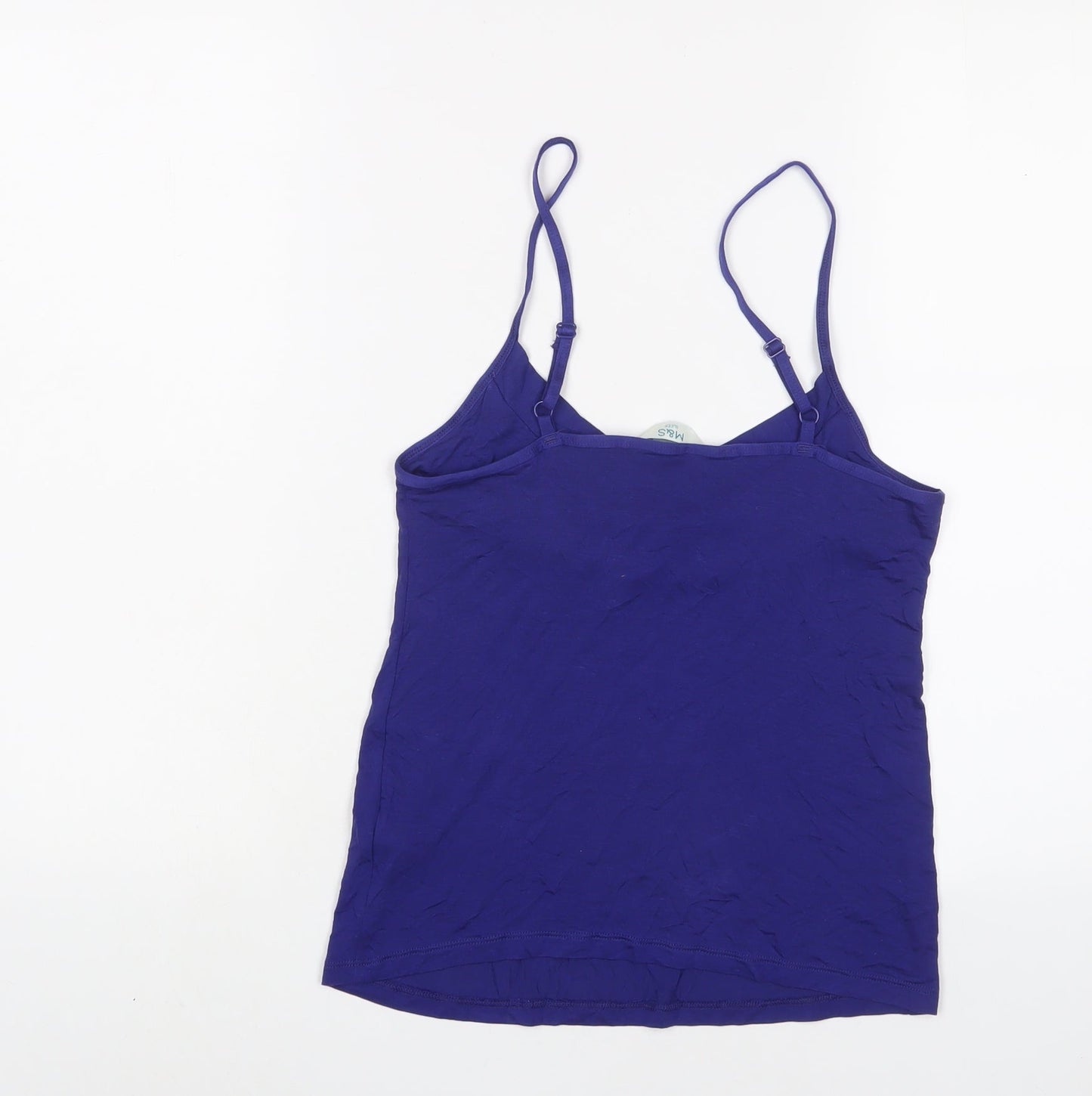 Marks and Spencer Womens Blue Solid Viscose Cami Pyjama Top Size 8