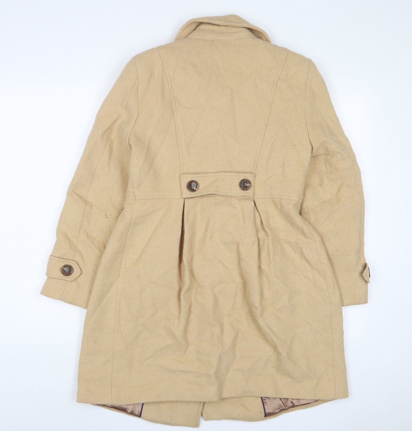 Marks and Spencer Womens Beige Overcoat Coat Size 6 Button