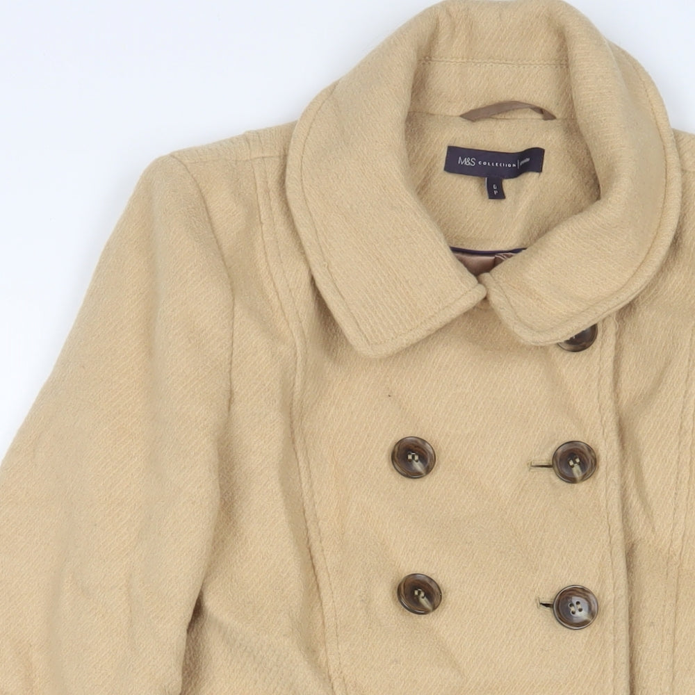 Marks and Spencer Womens Beige Overcoat Coat Size 6 Button