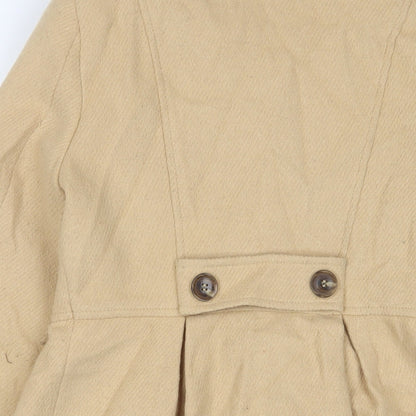 Marks & Spencer Womens Beige Overcoat Coat Size 6 Button