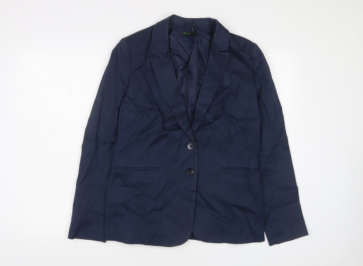 United Colors of Benetton Womens Blue Jacket Blazer Size 14 Button
