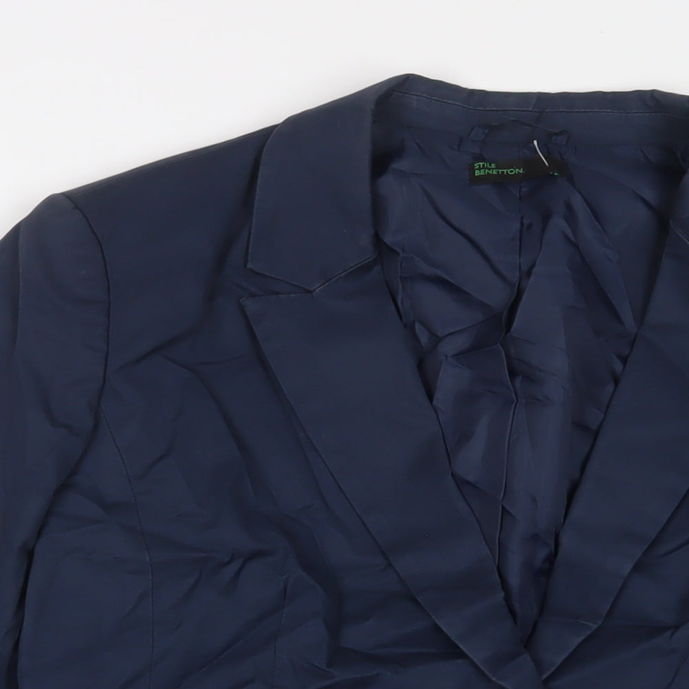 United Colors of Benetton Womens Blue Jacket Blazer Size 14 Button