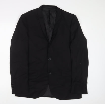 ONESIX5IVE Mens Black Polyester Jacket Suit Jacket Size 42 Regular