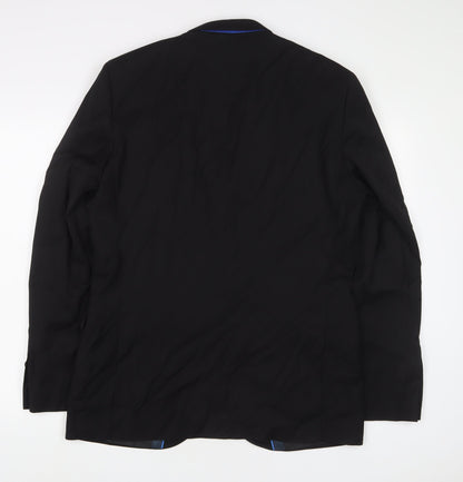 ONESIX5IVE Mens Black Polyester Jacket Suit Jacket Size 42 Regular