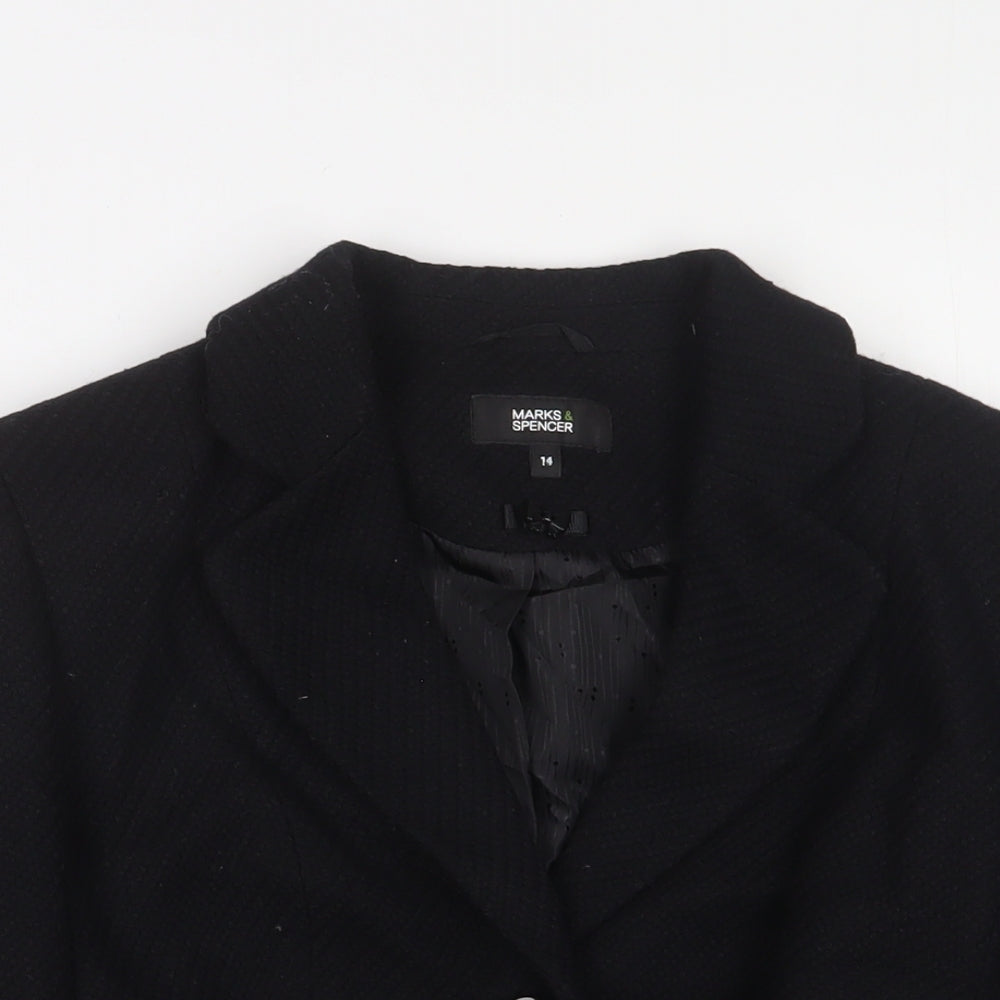 Marks and Spencer Womens Black Jacket Blazer Size 14 Button