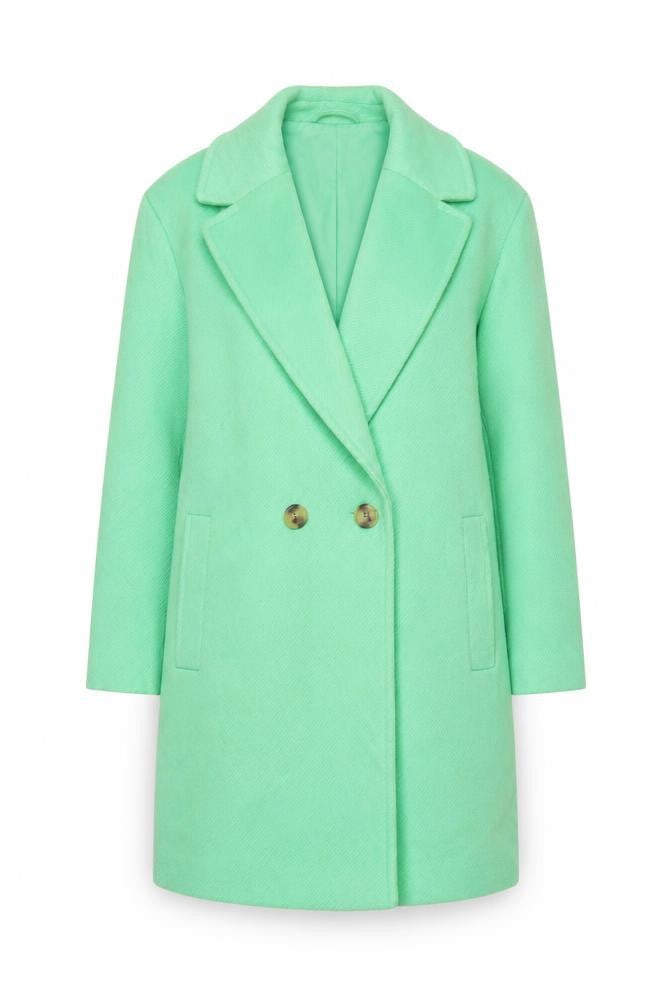 Marks & Spencer Womens Green Overcoat Coat Size 14 Button