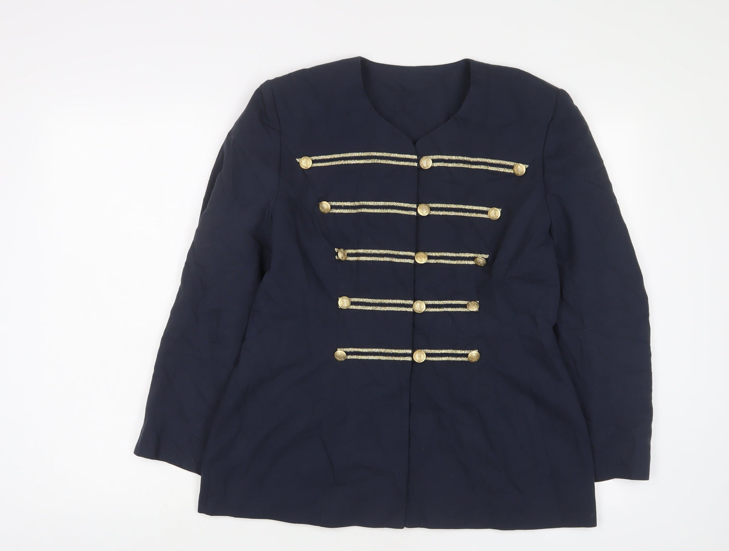 MODE Womens Blue Jacket Size 14 Button - Embroidered