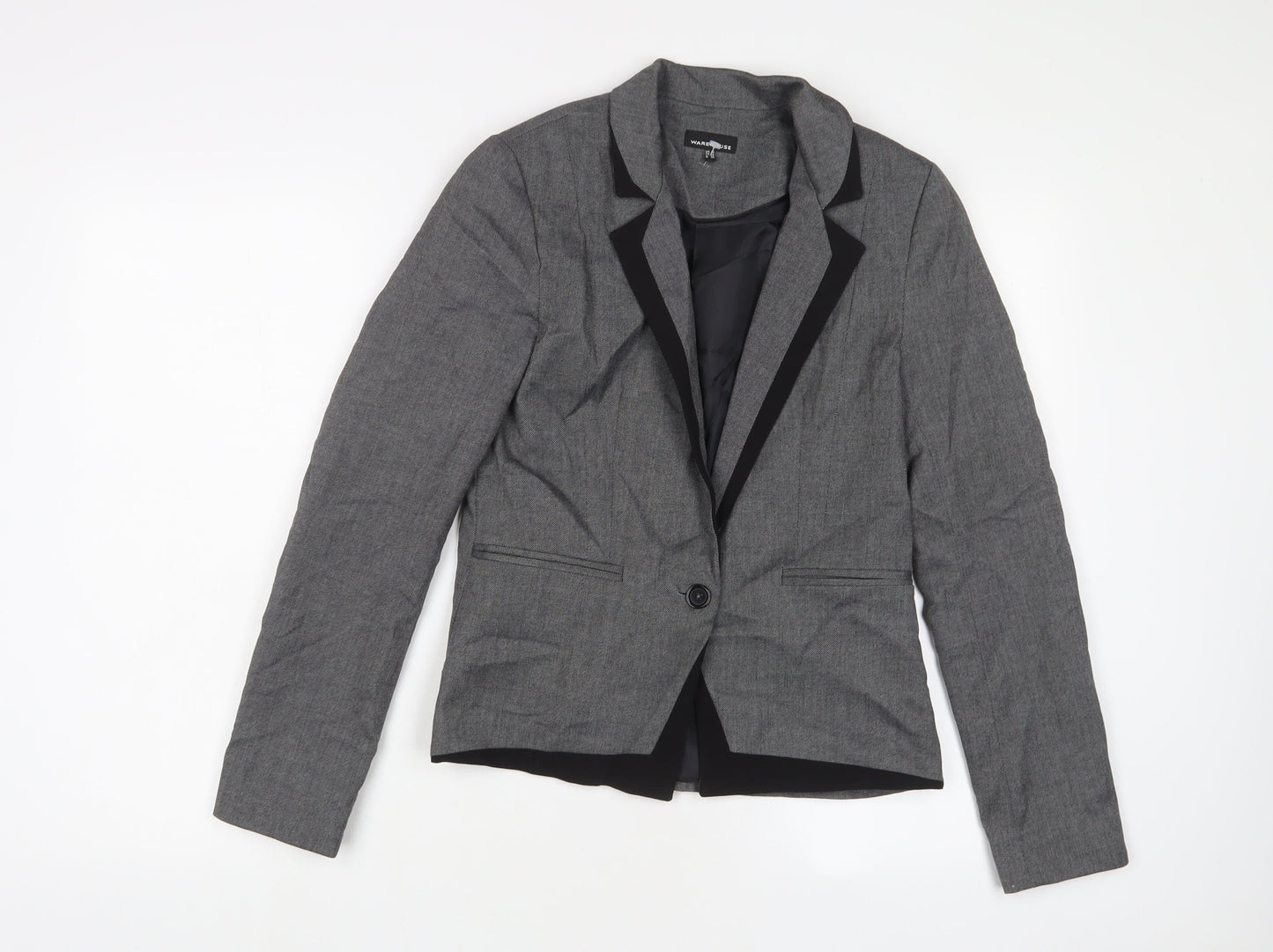Warehouse Womens Grey Jacket Blazer Size 10 Button