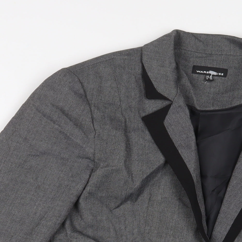 Warehouse Womens Grey Jacket Blazer Size 10 Button