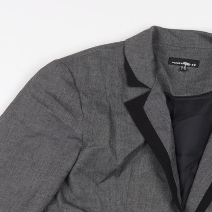 Warehouse Womens Grey Jacket Blazer Size 10 Button