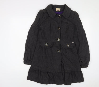 Miso Womens Grey Overcoat Coat Size 10 Button