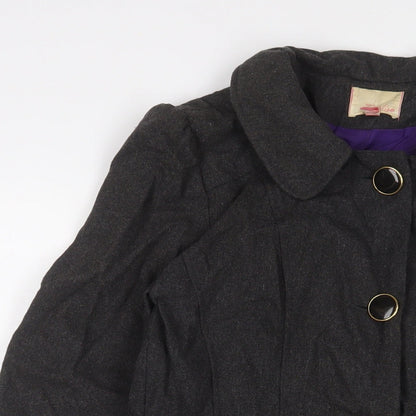 Miso Womens Grey Overcoat Coat Size 10 Button