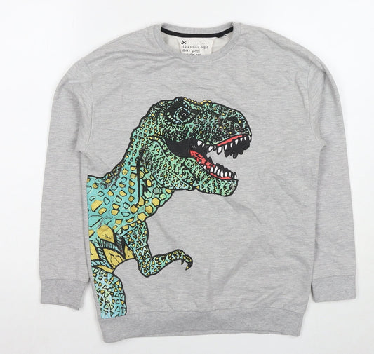 Topshop Womens Grey Cotton Pullover Sweatshirt Size XS Pullover - Dinosaur