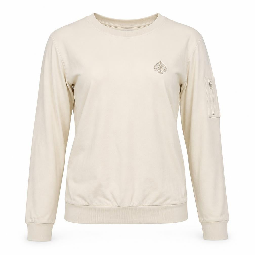 Acevestiti Womens Beige Cotton Pullover Sweatshirt Size S Pullover