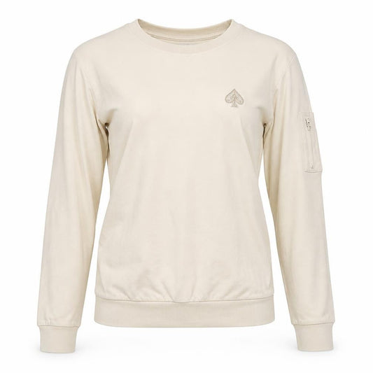 Acevestiti Womens Beige Cotton Pullover Sweatshirt Size S Pullover
