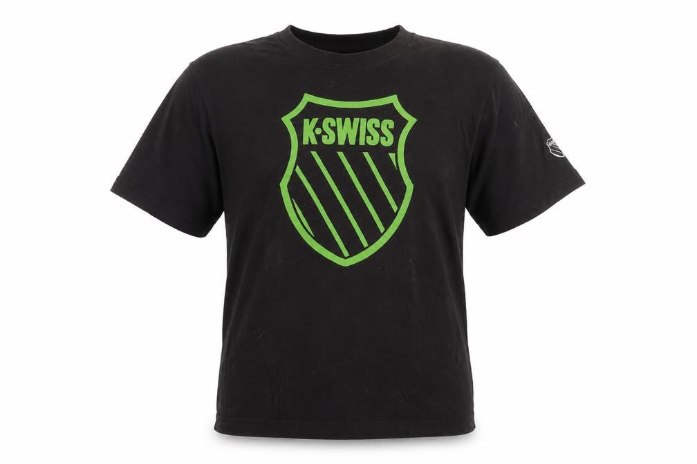 K-Swiss Boys Black Cotton Basic T-Shirt Size 10 Years Round Neck Pullover - Logo