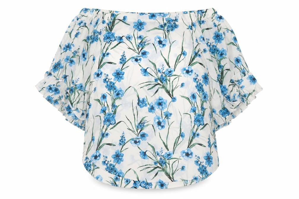 New Look Womens Multicoloured Floral Polyester Basic Blouse Size 12 Off the Shoulder