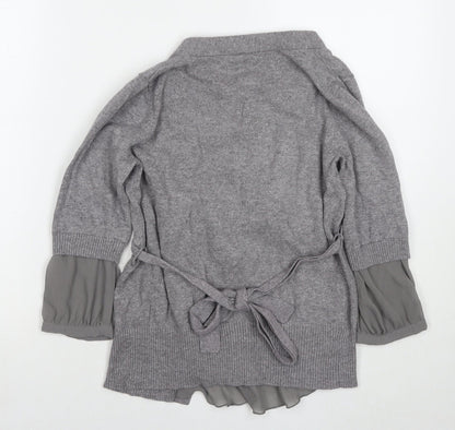 Next Womens Grey Round Neck Cotton Pullover Jumper Size 12