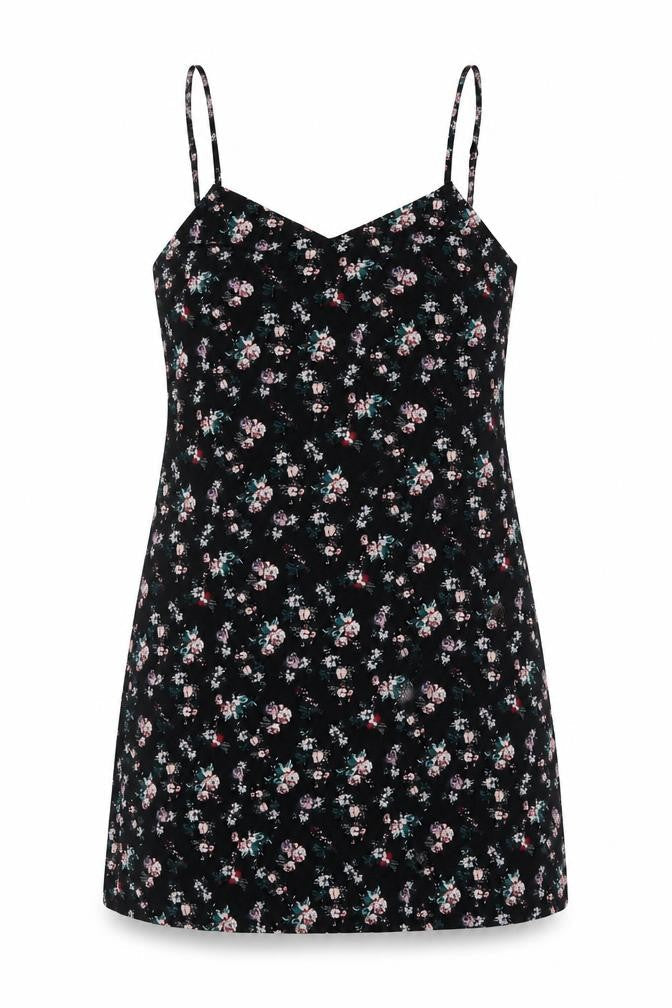Divided by H&M Womens Black Floral Polyester Tank Dress Size 10 V-Neck Pullover
