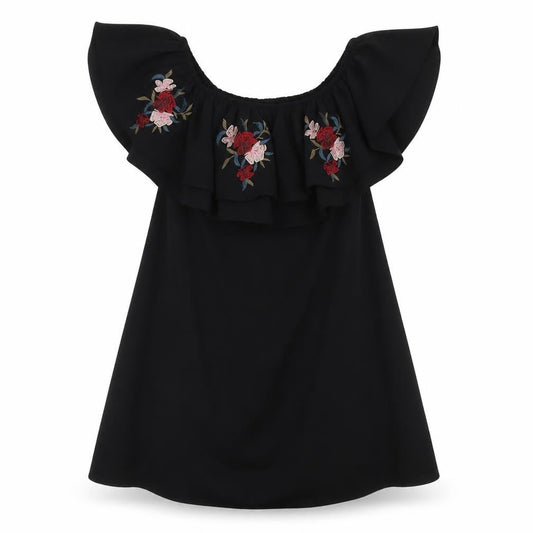 New Look Womens Black Polyester A-Line Size 8 Square Neck Pullover