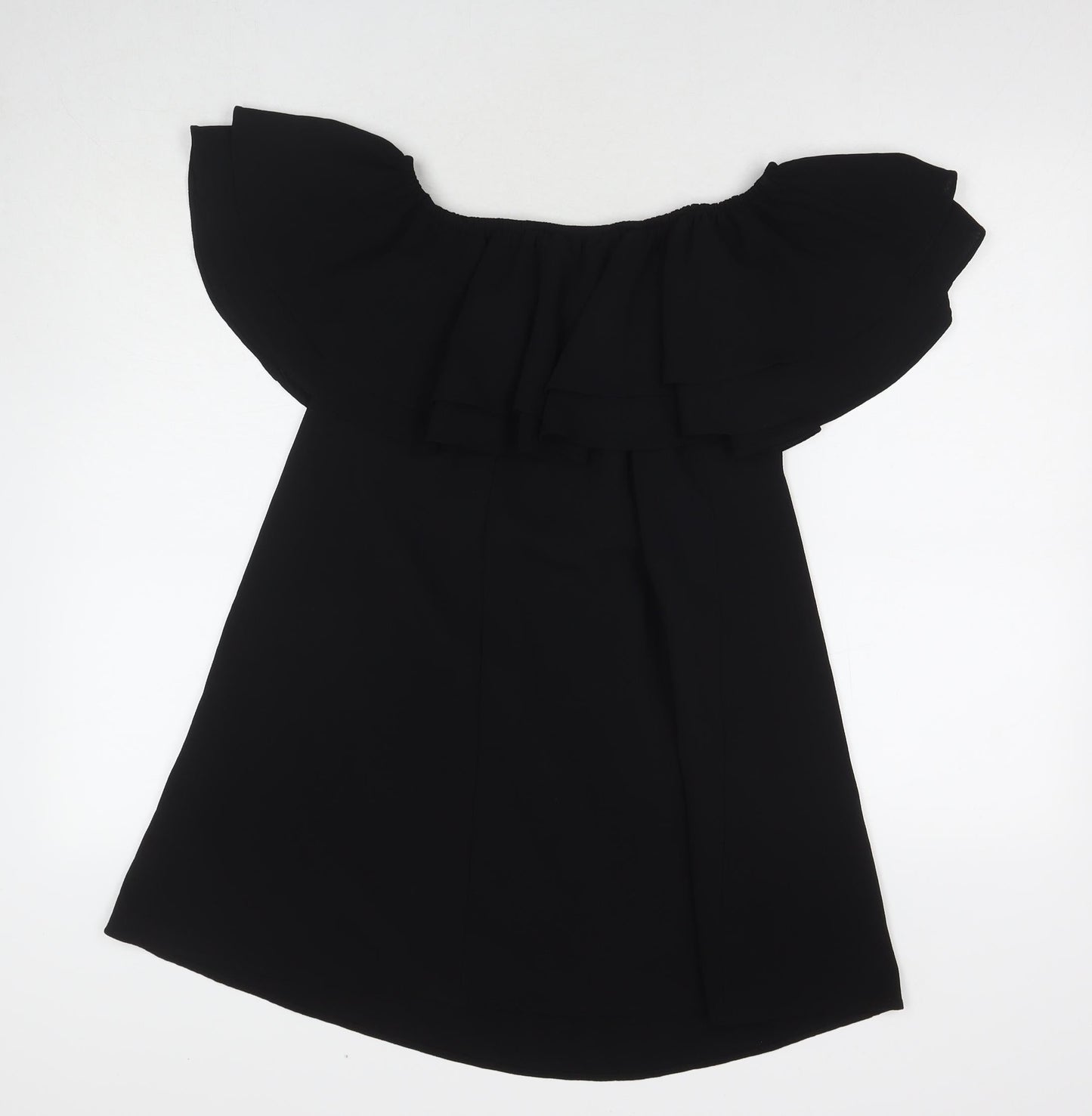 New Look Womens Black Polyester A-Line Size 8 Square Neck Pullover