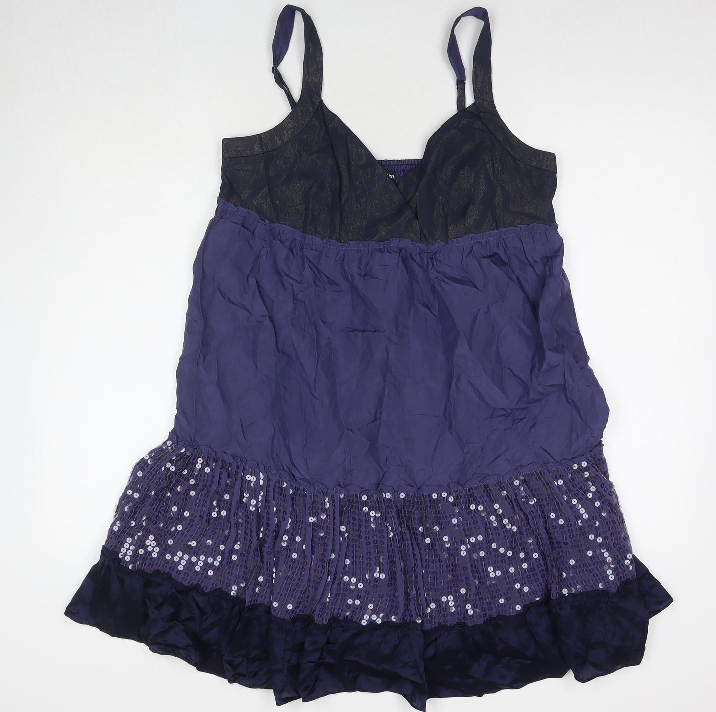 Warehouse Womens Purple Polyester Tank Dress Size 16 V-Neck Pullover