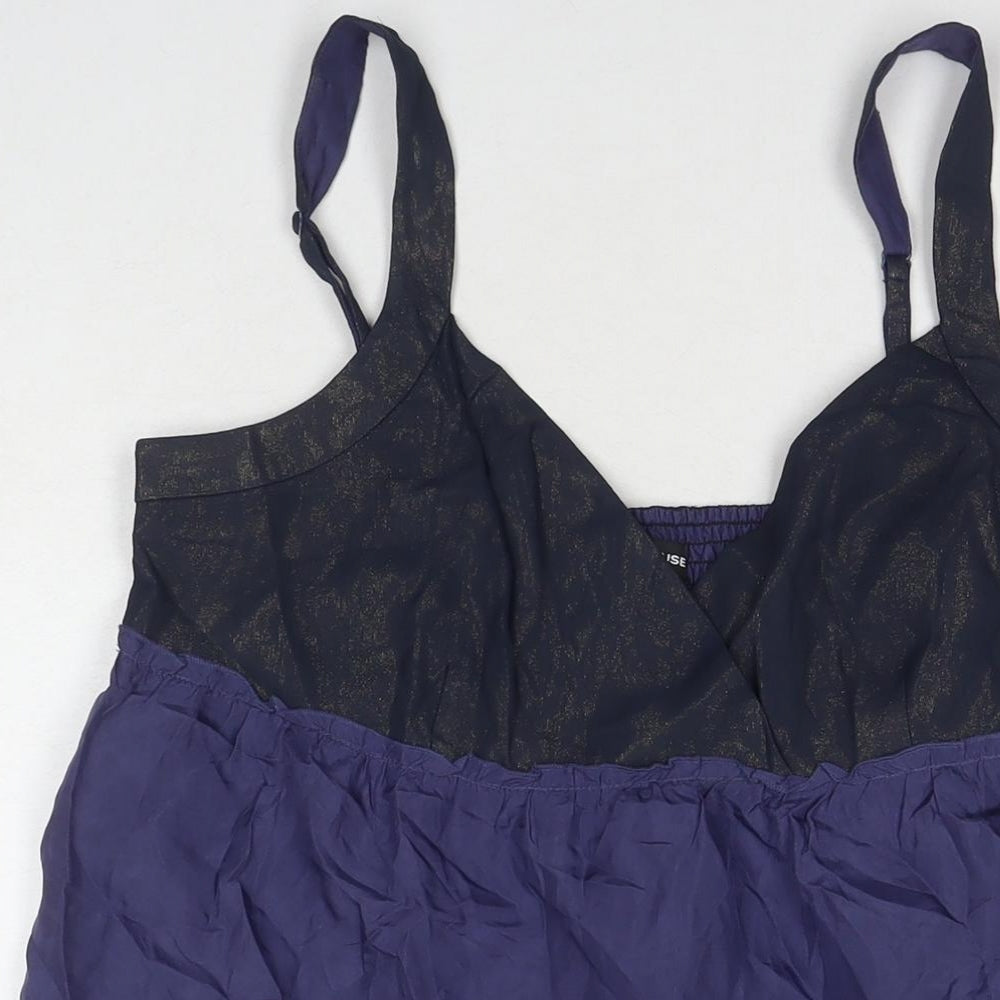 Warehouse Womens Purple Polyester Tank Dress Size 16 V-Neck Pullover