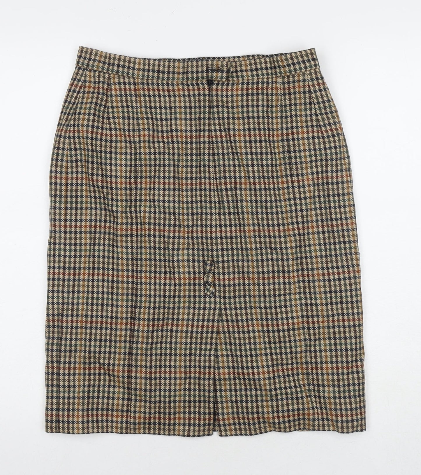 Cordings Womens Brown Check Polyester Straight & Pencil Skirt Size 30 in Zip
