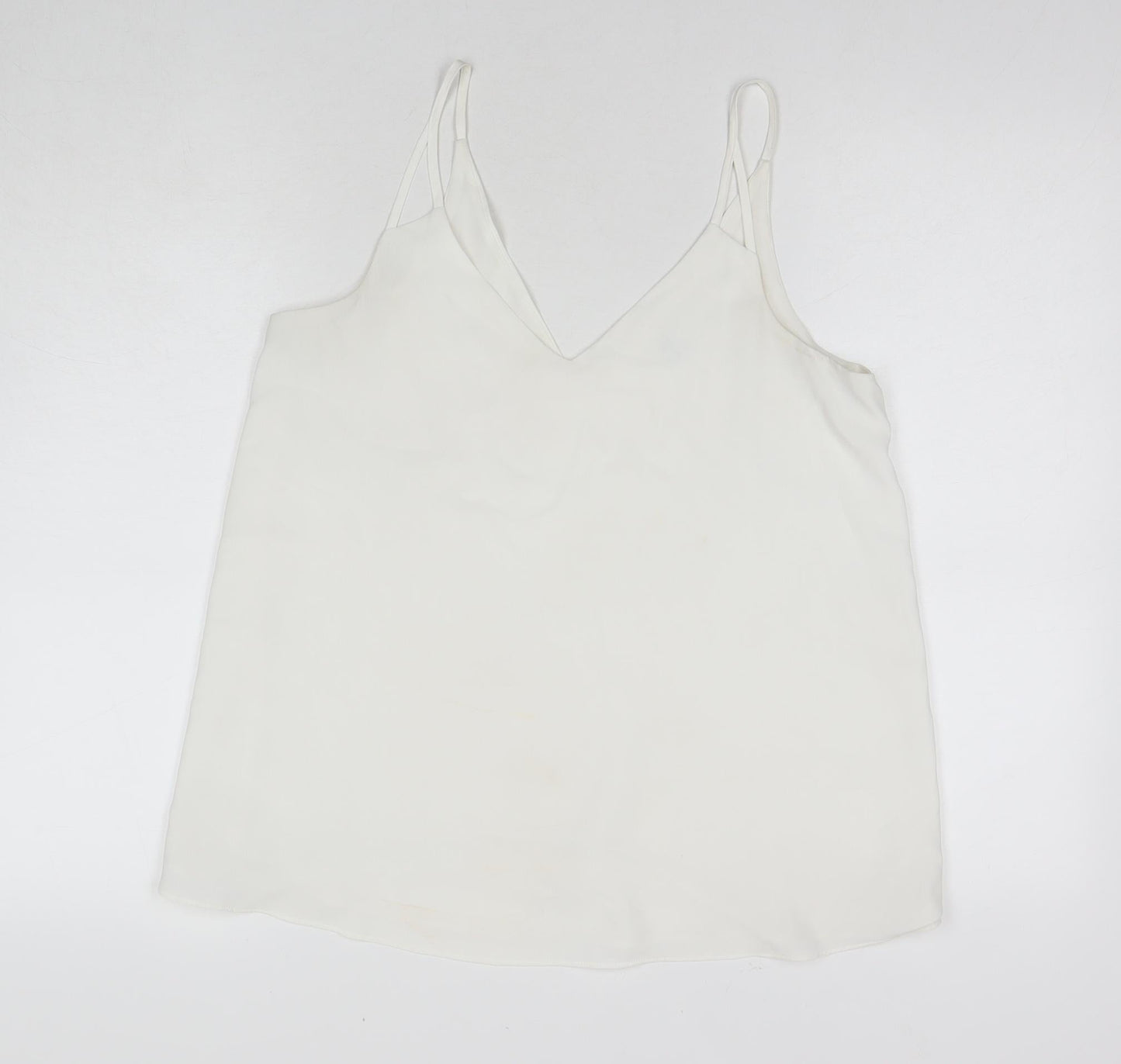 River Island Womens White Polyester Basic Tank Size 10 V-Neck