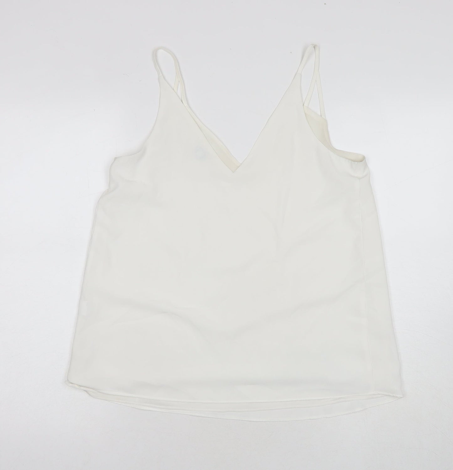 River Island Womens White Polyester Basic Tank Size 10 V-Neck
