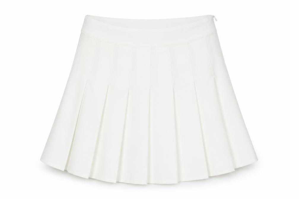Fashion Womens White Polyester Skort Skirt Size S Zip