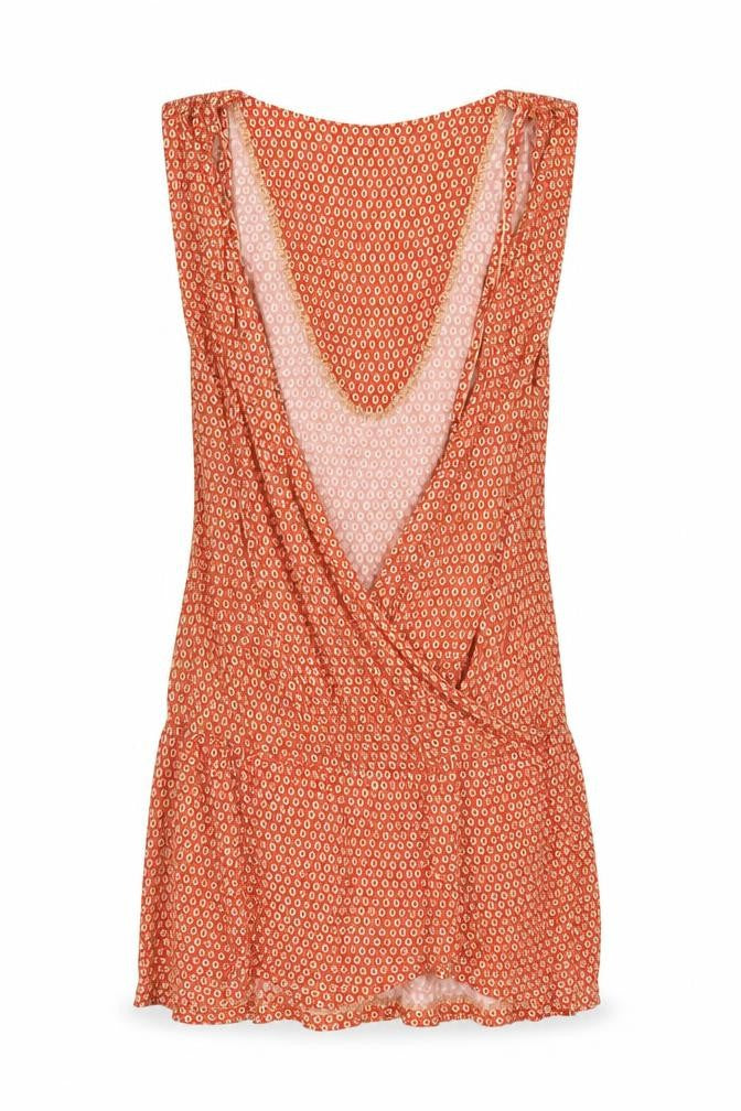 Warehouse Womens Red Geometric Viscose Tank Dress Size 8 V-Neck Pullover
