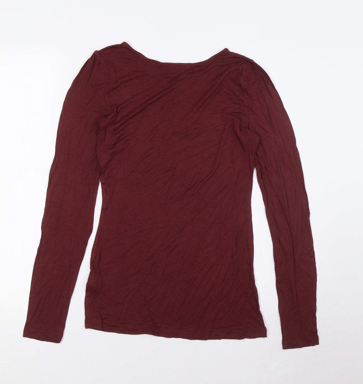 Warehouse Womens Red Viscose Basic Button-Up Size 10 Round Neck