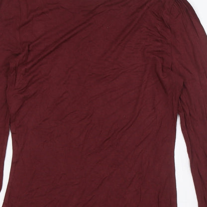Warehouse Womens Red Viscose Basic Button-Up Size 10 Round Neck