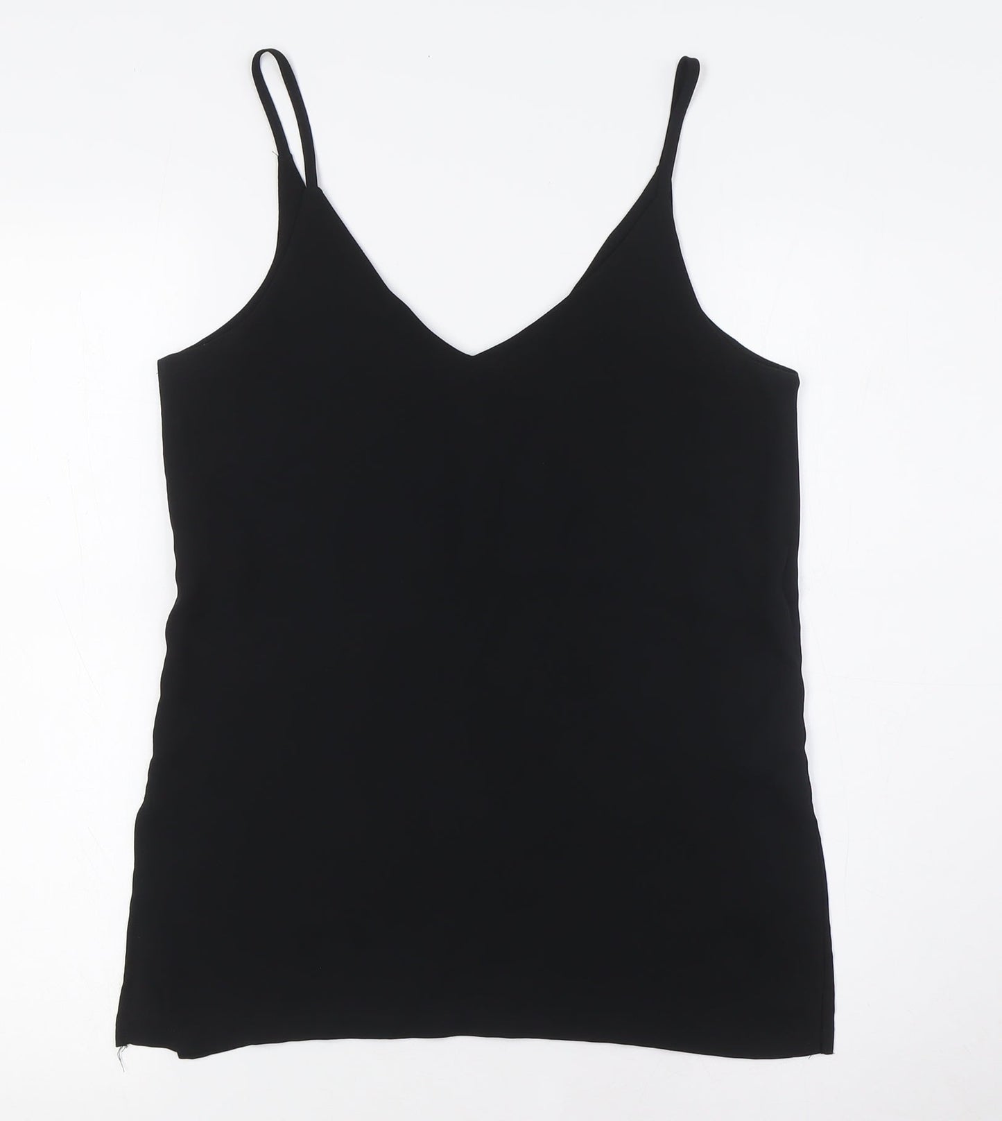 H&M Womens Black Polyester Camisole Button-Up Size 6 V-Neck