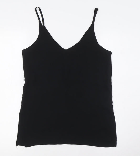 H&M Womens Black Polyester Camisole Button-Up Size 6 V-Neck