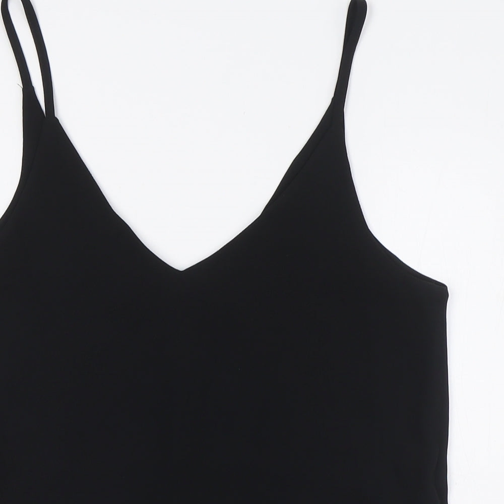 H&M Womens Black Polyester Camisole Button-Up Size 6 V-Neck