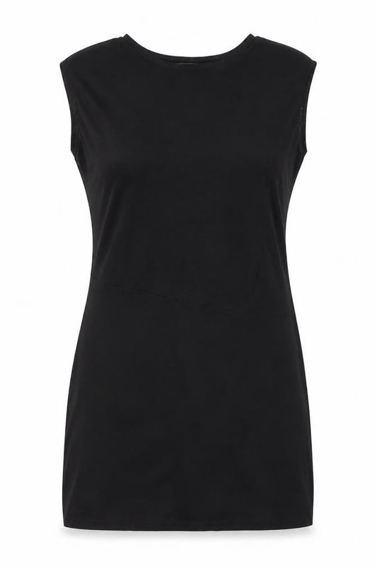 Mango Womens Black Polyester A-Line Size S Round Neck