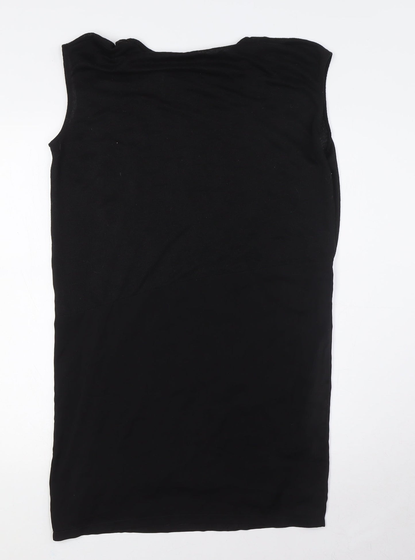 Mango Womens Black Polyester A-Line Size S Round Neck