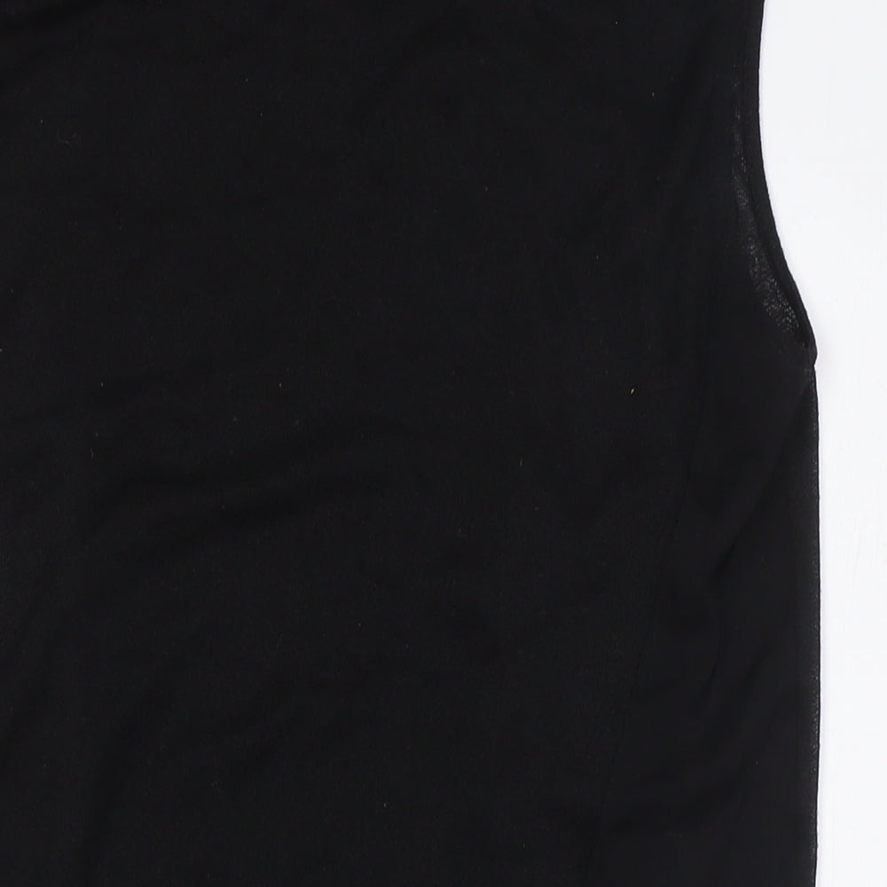 Mango Womens Black Polyester A-Line Size S Round Neck