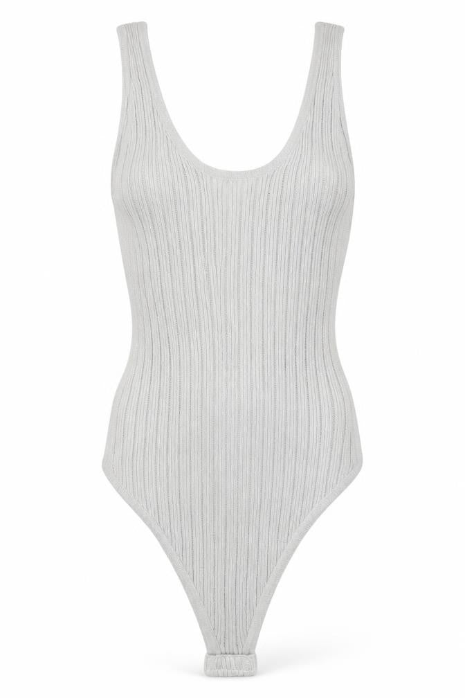 Zara Womens White Polyester Bodysuit One-Piece Size S Snap - Ribbed