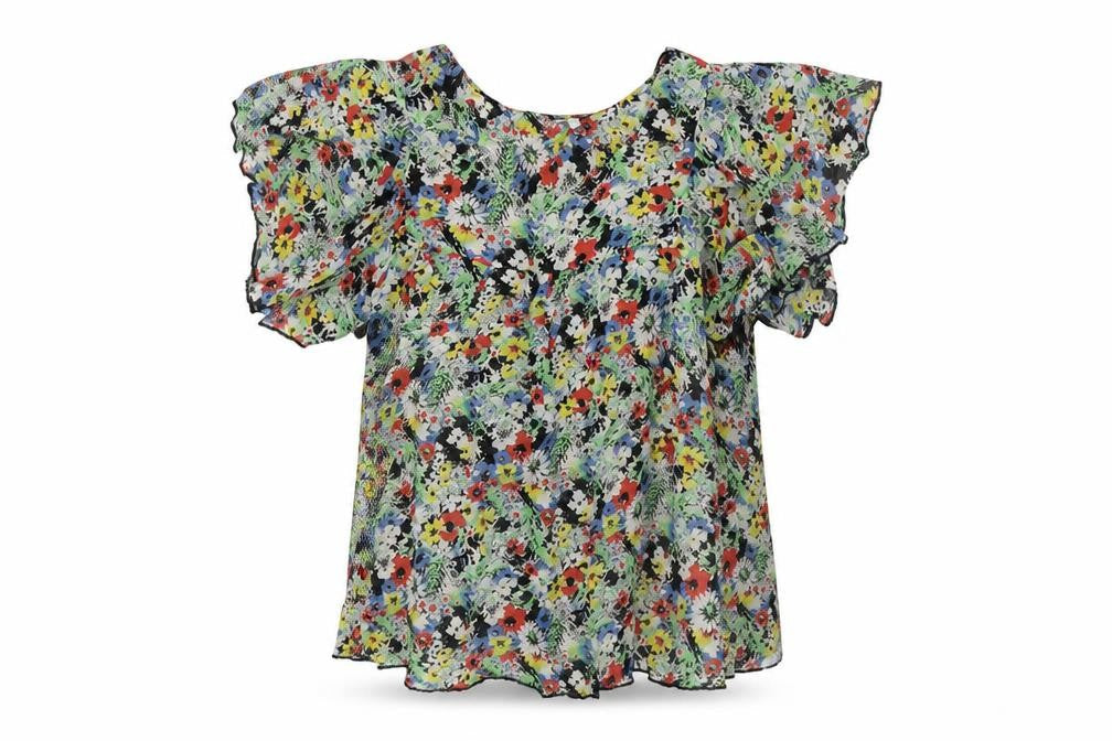 New London Womens Multicoloured Floral Viscose Basic Button-Up Size 8 Round Neck