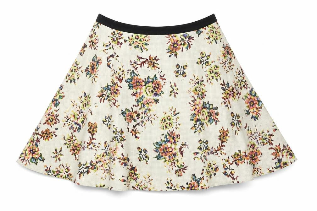Topshop Womens Multicoloured Floral Cotton A-Line Skirt Size 14 Zip