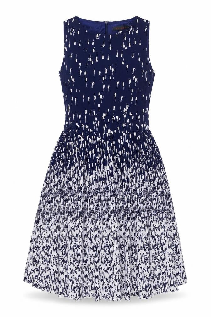 Tenki Womens Blue Polyester A-Line Size 8 Round Neck Zip