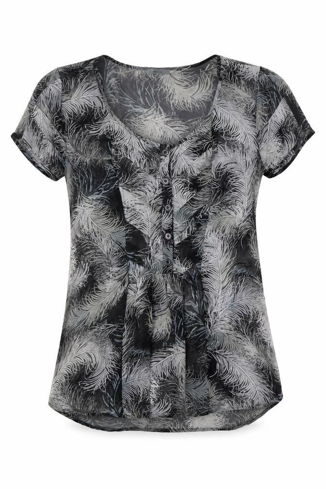Kimchi Blue Womens Black Polyester Basic Button-Up Size XS Round Neck - Sheer