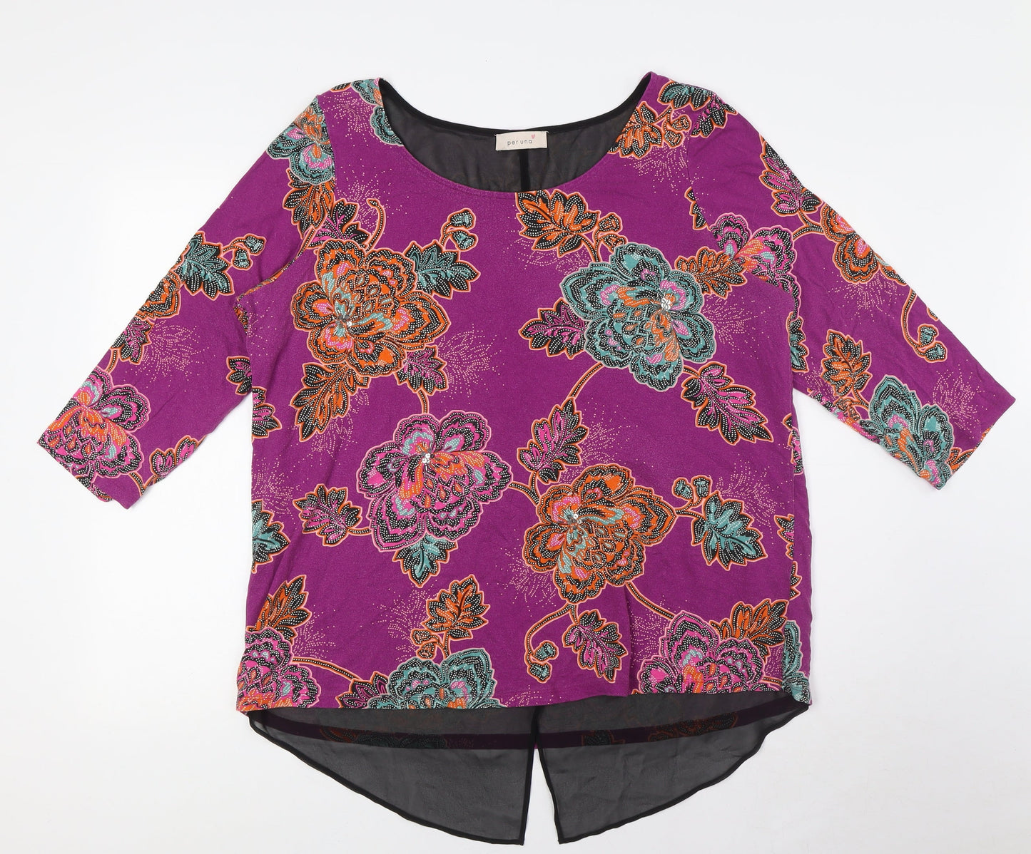 Per Una Womens Multicoloured Viscose Basic Button-Up Size 10 Scoop Neck - Bead Detail