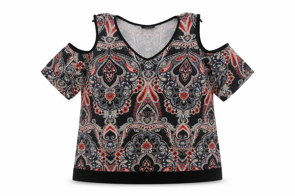 Wallis Womens Multicoloured Viscose Basic Button-Up Size XL V-Neck - Cold Shoulder
