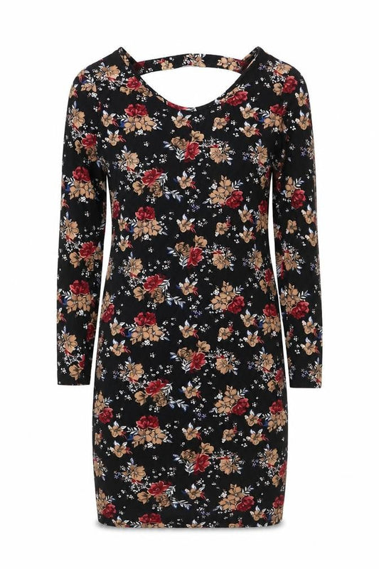 New Look Womens Multicoloured Floral Cotton A-Line Size 10 Scoop Neck