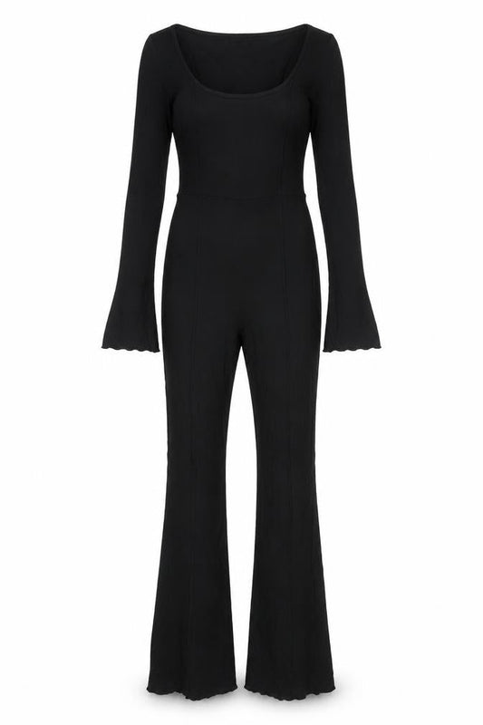 PRETTYLITTLETHING Womens Black Viscose Jumpsuit One-Piece Size 12 L33 in