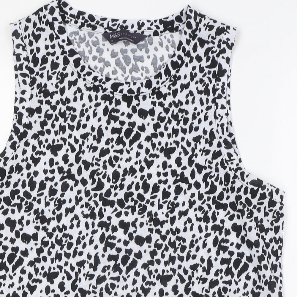 Marks and Spencer Womens White Polyester Basic Button-Up Size 10 Round Neck